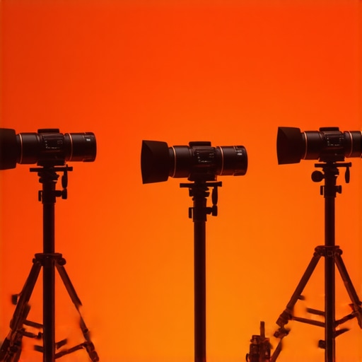 Expert-level filming equipment including tripods, boom arms, and lighting in studio