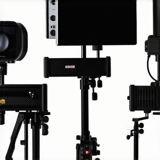 High-quality support gear with carbon fiber supports and modular attachments in a professional studio setting