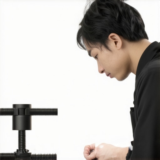 Support Gear Maintenance Filmmaker inspecting support gear for wear and tear in studio