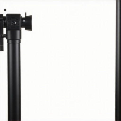 Close-up of a sturdy, professional-grade C stand used in film production