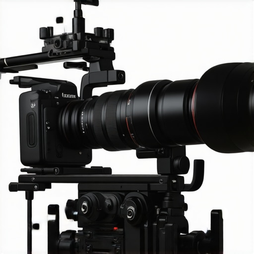 Support Gear Setup for Filmmaking Professional support gear including camera rig, light stands, and counterweights in studio
