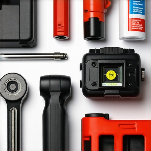 Support Gear Maintenance Tools in Action Close-up of support gear maintenance tools like torque wrench, laser level, and lubricant spray used for supporting filmmaking equipment.