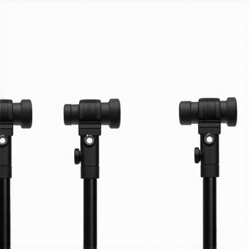 Support stands with neatly secured cables using clips and velcro