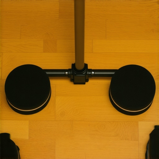 C stand with rubber pads on its legs protecting hardwood floor