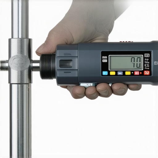 Technician tightening support stand bolt with torque wrench for optimal stability.